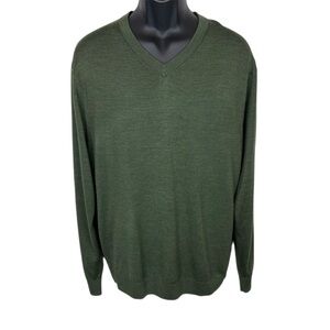 NWT Daniel Cremieux Men Signature V-Neck 100% Merino wool sweater Moss green XL